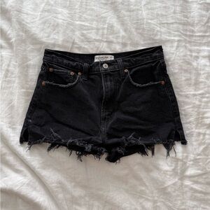 Abercrombie & Fitch Black Jean Shorts Distressed High-Waisted